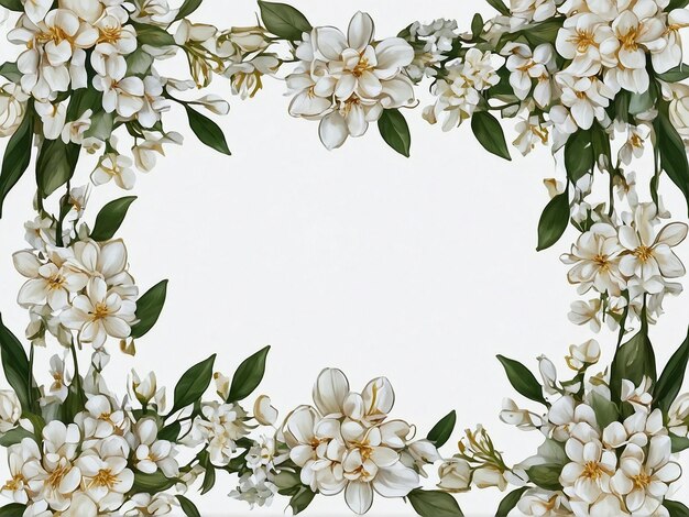 Ethereal Blooms Jasmine Flowers in a White Frame