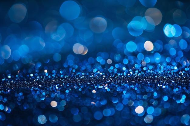 Ethereal Blue Glitter Background with Sparkling Lights