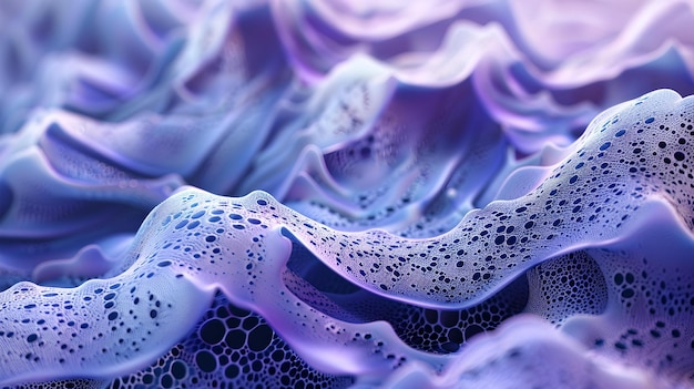 Эфирные голубые тона в абстрактных формах, напоминающих волны или складки ткани, захватывающие современное цифровое искусство для творческого дизайна ИИ