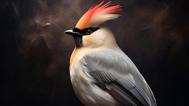 Ethereal bohemian waxwing bird