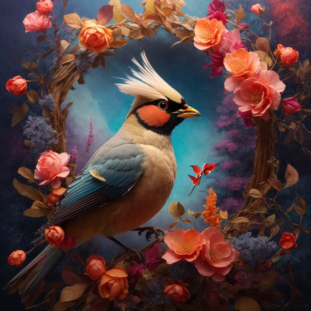 Ethereal Bohemian Waxwing bird