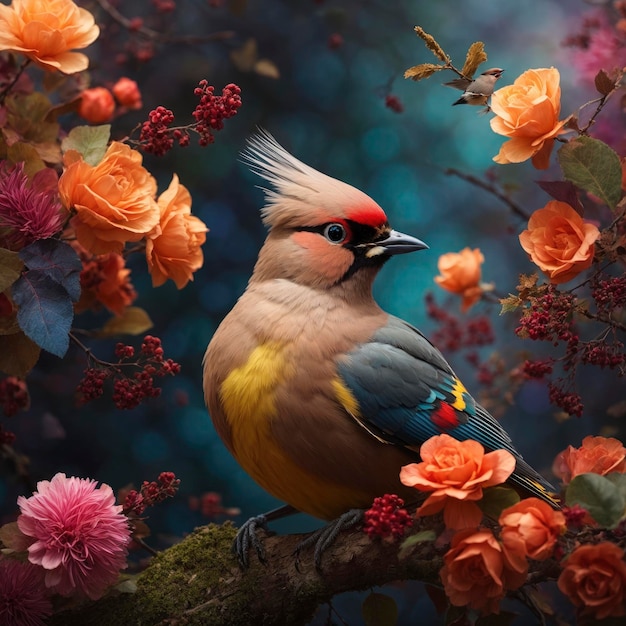 Ethereal Bohemian Waxwing bird