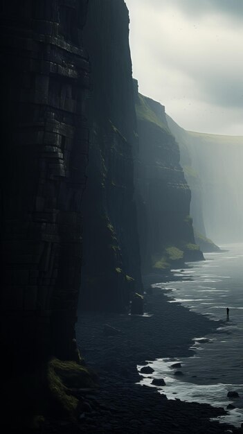 Photo ethereal cliffs of moher a subtle yet expressive matte painting