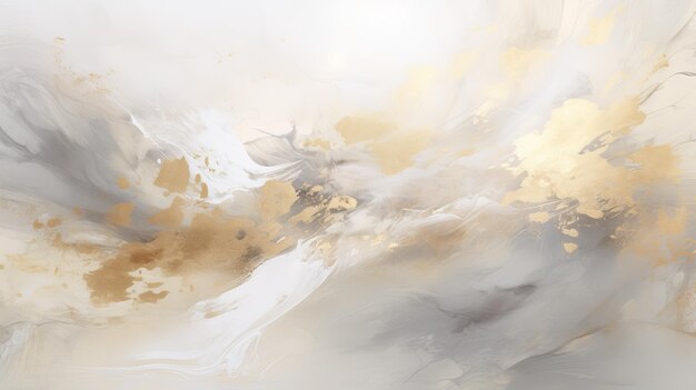 Photo ethereal cloudscape abstract gold and white painting with luxurious textures