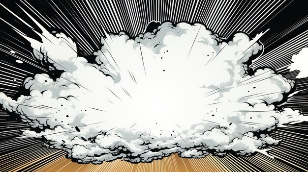 Ethereal Cloudscape Old Style Comic Book Explosion Vector Illustration