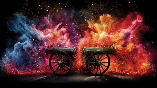 Ethereal Cosmic Cannons Emitting Vibrant Nebulae Dust