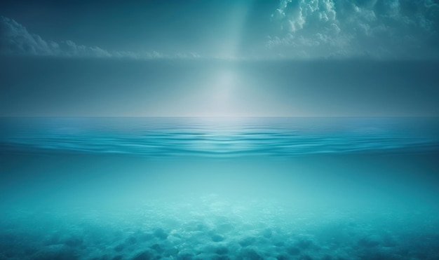 Ethereal Deep Blue Lake Water Abstract Background for Posters and Web Generative AI