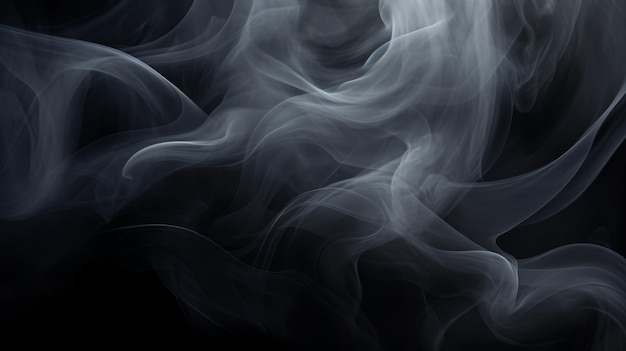 Photo ethereal and dramatic scene of swirling smoke or mist illuminated against a dark background