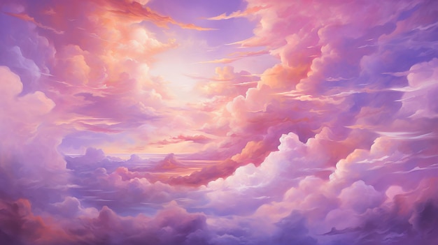 An ethereal dreamscape of pink clouds