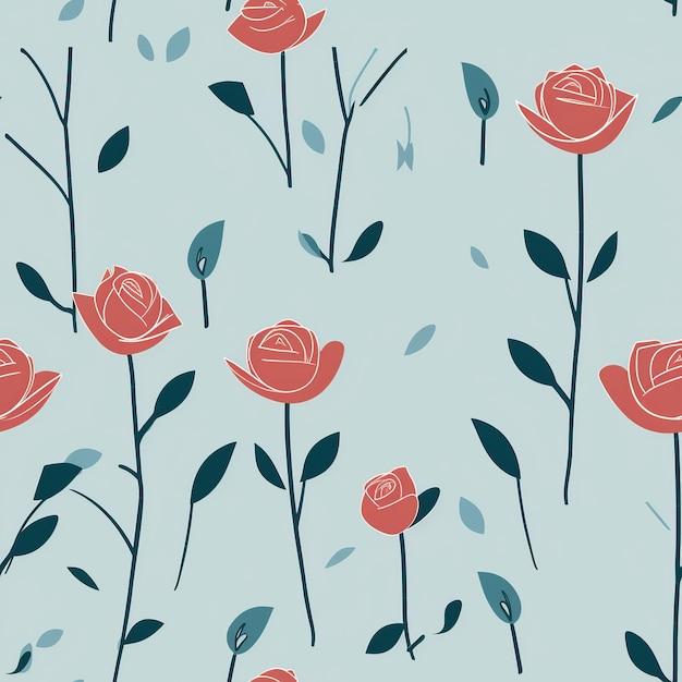 Ethereal Elegance Continuous Line Art Roses in Pastel Seamless Pattern