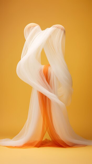 Photo ethereal elegance the dance of fabric and lightorange and white silk