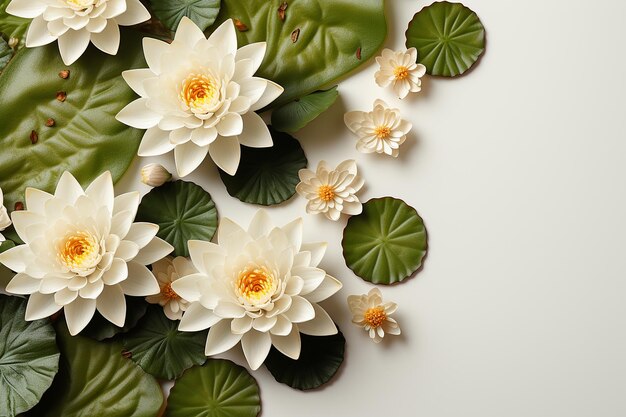 Photo ethereal elegance isolated water lily on white background with copy space