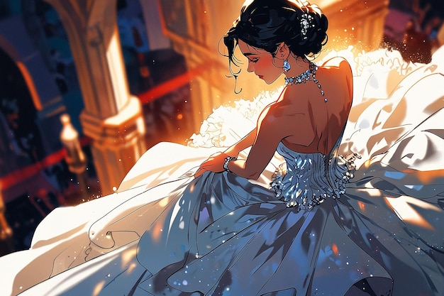 Ethereal Elegance Spanish Beauty in MangaInspired Illustration