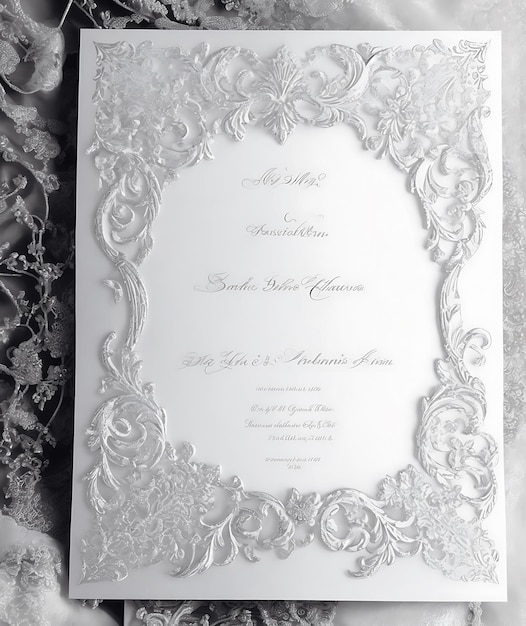 Photo ethereal elegance white invitation card