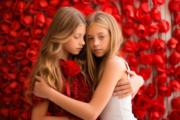 Ethereal Embrace girls in valentine photo