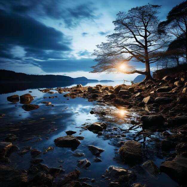 Ethereal Embrace Night Landscape Photo