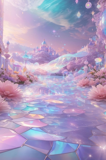 Ethereal enchantment journey into the pastel holographic wonderland