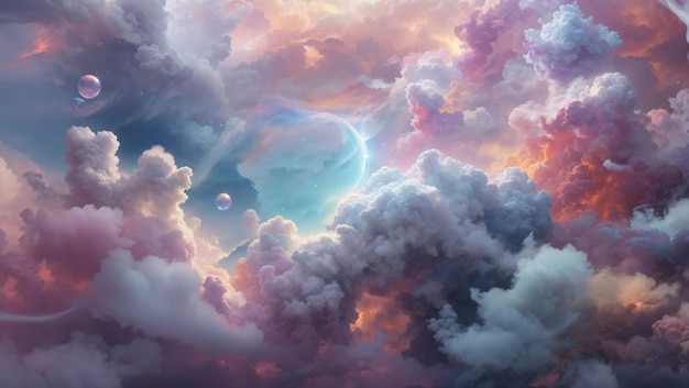 ethereal fantasy concept art multicolored clouds