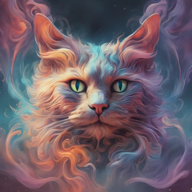 Ethereal Feline Cat Crafted from Smoke