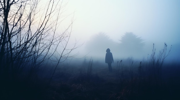 Ethereal Foggy Field A Psychological Horror Photography