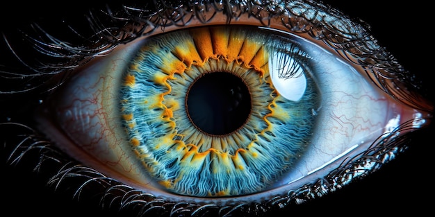 에테리얼 퓨전 파란색과 노란색 눈