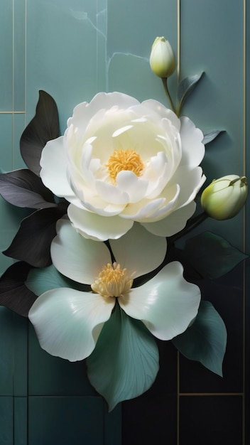 Ethereal Gardenia Peony Kunstzinnige macrofotografie met delicate ornamentele bloei