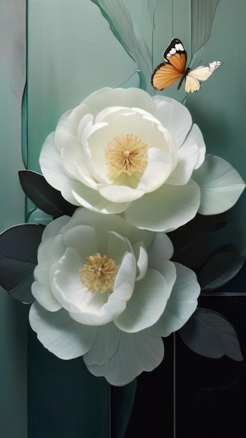 Ethereal Gardenia Peony Kunstzinnige macrofotografie met delicate ornamentele bloei