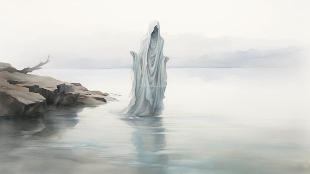 Ethereal Ghost een spookachtig schilderij in de stijl van Jeffrey Catherine Jones