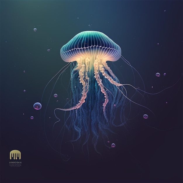 Ethereal Glow Illuminating the Grace of Jellyfish in a Vector Illustration