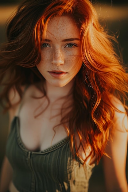 Ethereal Glow Redhaired Womans Torso in Daylight