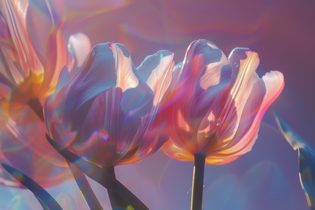 The Ethereal Glow of Spring Sunlight Filtering Through a Delicate Tulip Petal