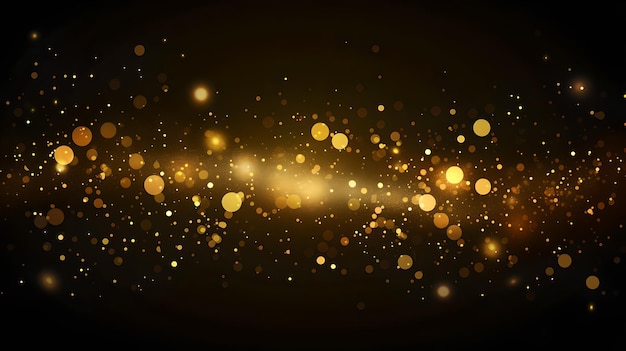 Photo ethereal golden bokeh lights on a dark background perfect for festive and luxury design projects adds a touch of elegance and sparkle to any visual ai