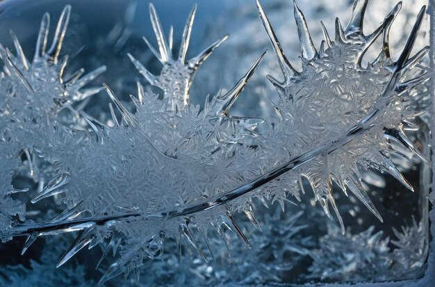 Photo ethereal ice patterns on glass