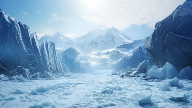 Ethereal Ice Valley Hyperrealistic Scifi Mountain Landscape