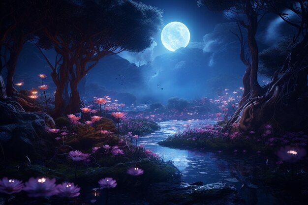 Ethereal moonlit garden with glowing nocturnal blo 00077 01