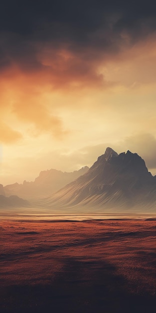 Ethereal Mountain Range At Sunset A Realistic Yet Epic Fantasy Scene