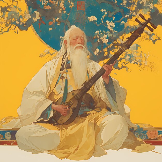 Photo ethereal musician traditional chinese art