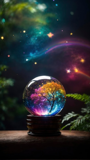 Ethereal Nebula Oasis Rainbow Ethereal Tree Dreams in Glass