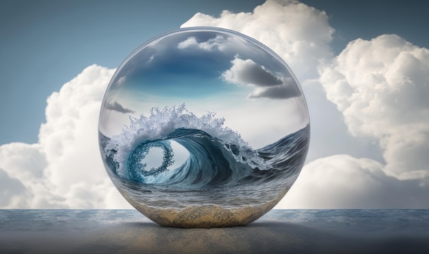 Ethereal Ocean Dreamscape in a Glass Ball