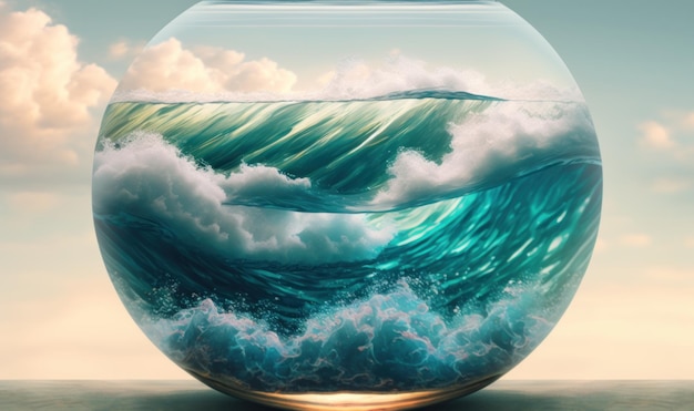 Ethereal Ocean Dreamscape in a Glass Ball