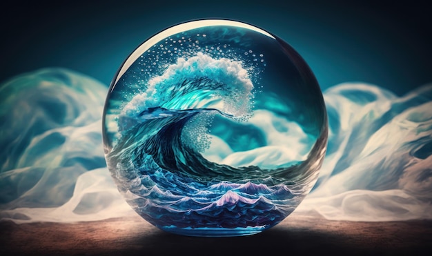 Ethereal Ocean Dreamscape in a Glass Ball