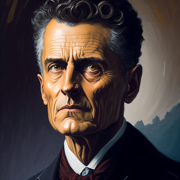 An ethereal painting of Ludwig Wittgenstein rendered in an impressionistic style