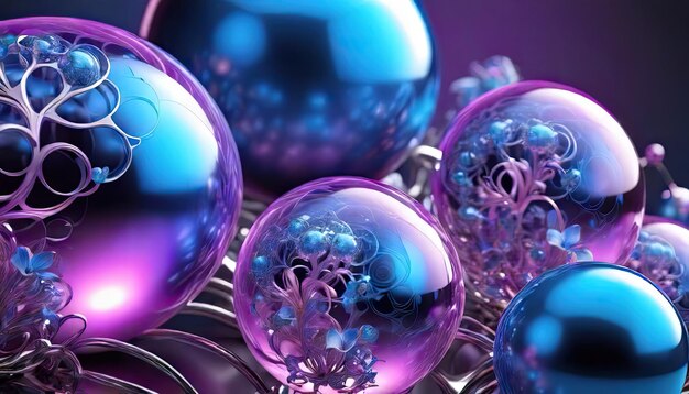 Ethereal Plasma Spheres Mesmerizing Fusion of Steel Blue Sky Blue and Orchid Hues