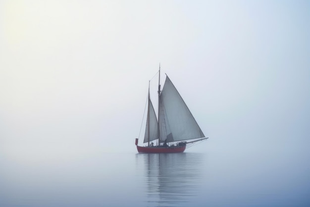 Ethereal Sea A Surreal Schooner in the Fog