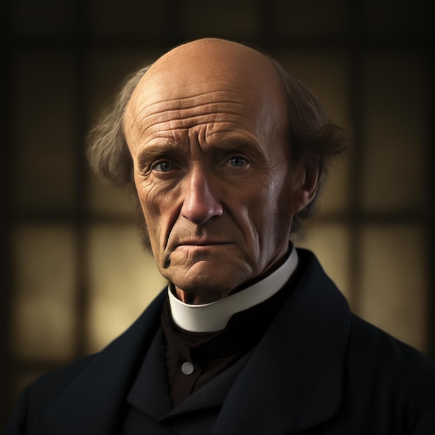 Photo ethereal shadows immersive 3d rendering of john stuart mill on a noir canvas