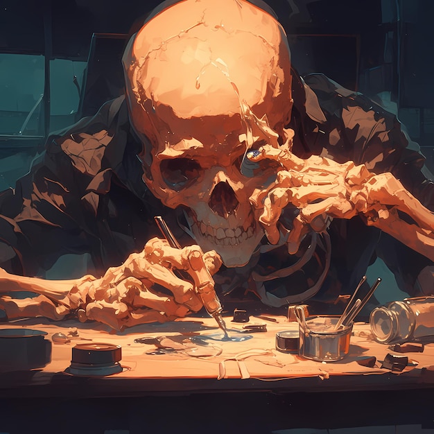 Ethereal Skeleton Scientist AweInspiring Image