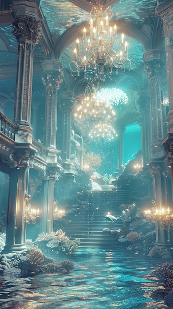 Ethereal underwater palace mermaids abode