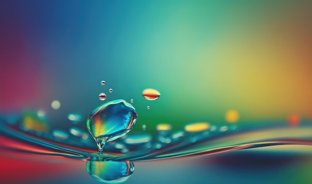 Ethereal Water Droplet Splash in Vibrant Colors for Creative Backgrounds