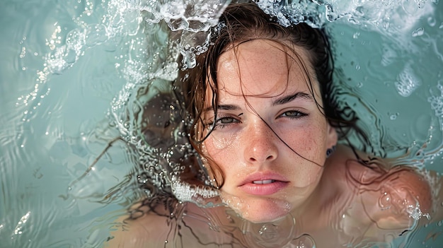 Ethereal Womans Face Emerging from Water Professional Photography