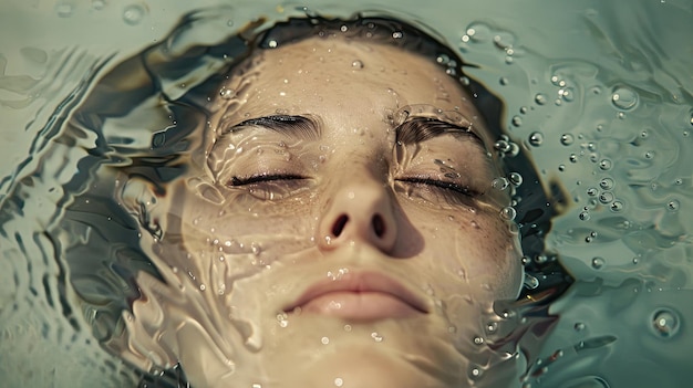 Ethereal Womans Face Emerging from Water Professional Photography